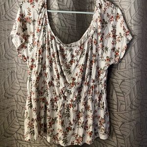 White and red flower shirt